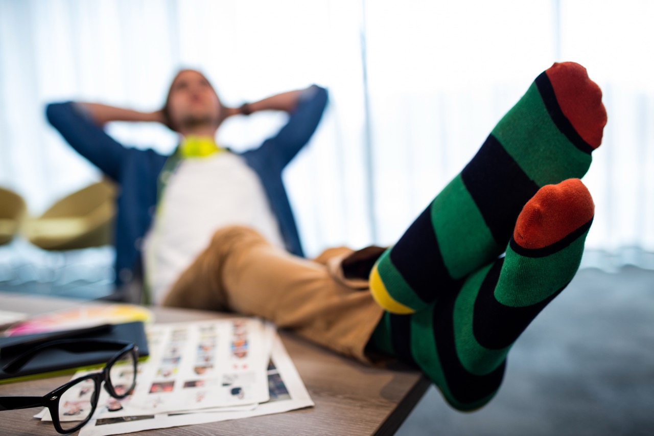 Casual at-desk sock flex